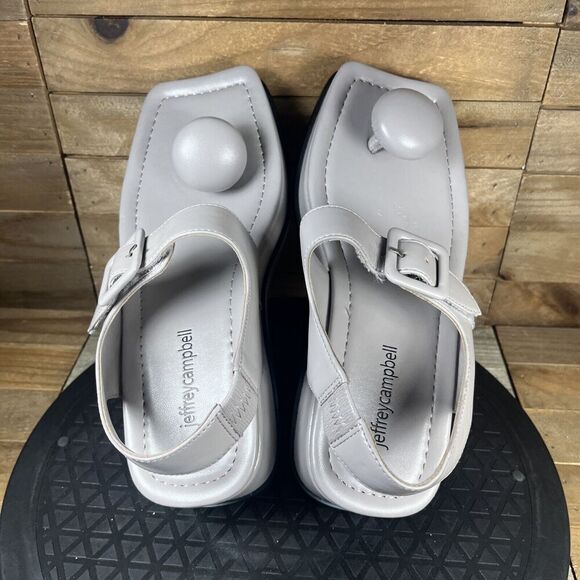 Jeffrey Campbell Women’s Size 6 Vanderbilt Toe Post Gray Sandals Square Toe - Picture 5 of 10
